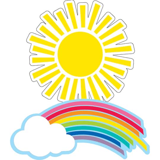 Schoolgirl Style&#x2122; Hello Sunshine Rainbows &#x26; Suns Cut-Outs, 3 packs of 36